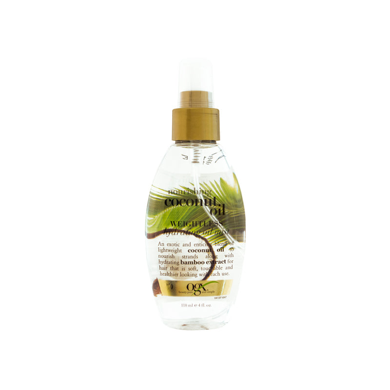 OGX Nourishing + Coconut Oil Weightless Hydrating Oil Hair Mist, Lightweight Leave-In Hair Treatment with Coconut Oil & Bamboo Extract, Paraben & Sulfate Surfactant-Free, 4 Fl Oz Conditioner