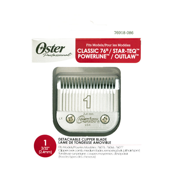 Oster Professional Detachable Clipper Blade, 1 2.4mm, Fits Models Classic 76/ Star-Teq/Powerline/Outlaw