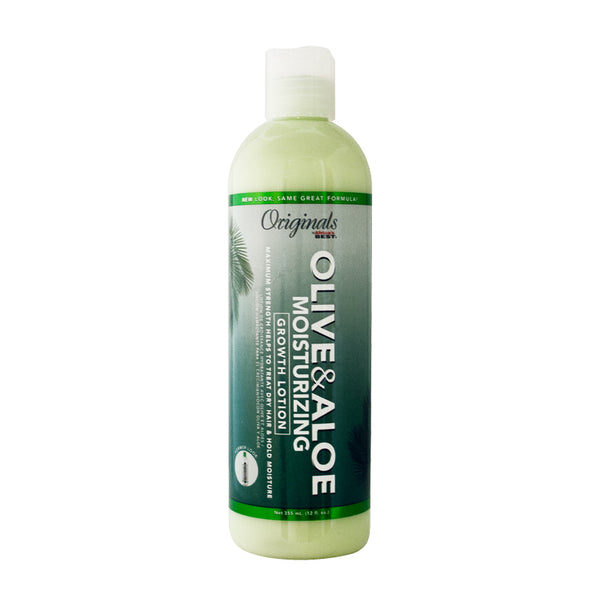 Originals by Africa's Best Olive & Aloe Moisturizing Growth Lotion, Ultimate Hydration Finishing Step, For All Hair Types and Textures, Petroleum & Mineral Oil Free, 12 oz