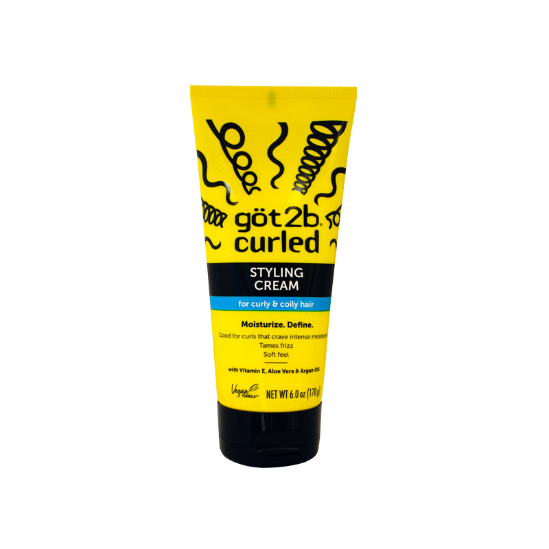 Got2B Curled Styling Cream, 6 Fl Oz, Curl Defining & Moisturizing Hair Cream for Coily & Curly Hair, Provides Frizz Control & Soft Feel for Type 3-4 Curls, Made with Vitamin E, Aloe Vera & Argan Oil
