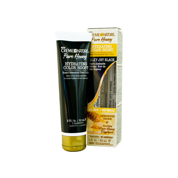 Creme of Nature Pure Honey Hydrating Color Boost Semi-Permanent Hair Color - Silky Jet Black Hair Color Unisex 3 oz