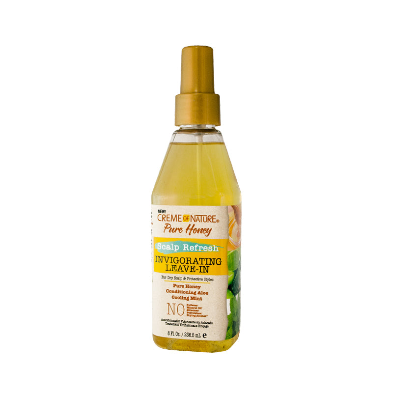Creme of Nature Pure Honey Scalp Refresh Leave-In Conditioner, With Aloe Vera, Peppermint & Honey, Detangles & Moisturizes Hair & Scalp, Ideal for Braids, 8 oz