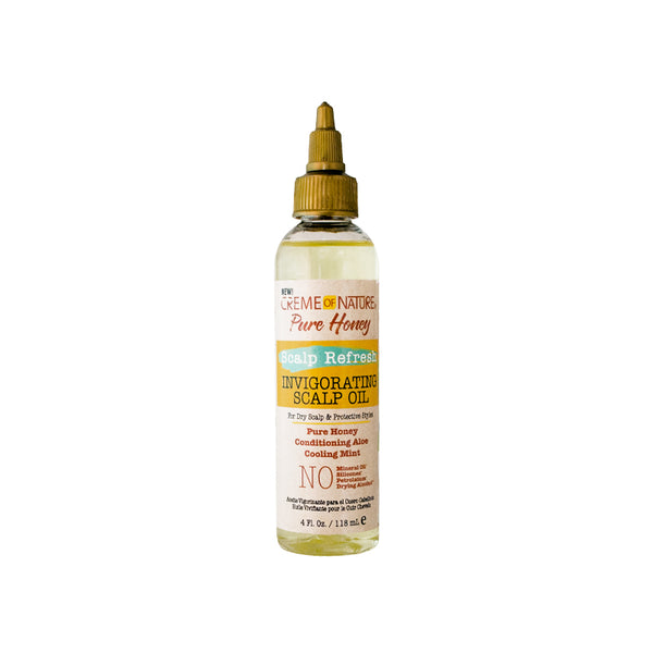 Creme of Nature Pure Honey Scalp Refresh Invigorating Scalp Treatment Oil, Lightweight Formula with Mint & Aloe, Moisture & Shine for All Hair Types & Styles, 4.2 oz