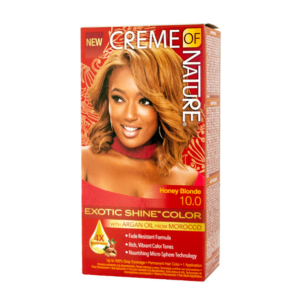 Exotic Shine Hair Color by Creme of Nature, 10.0 Honey Blonde, with Argan Oil from Morocco, 1 Application