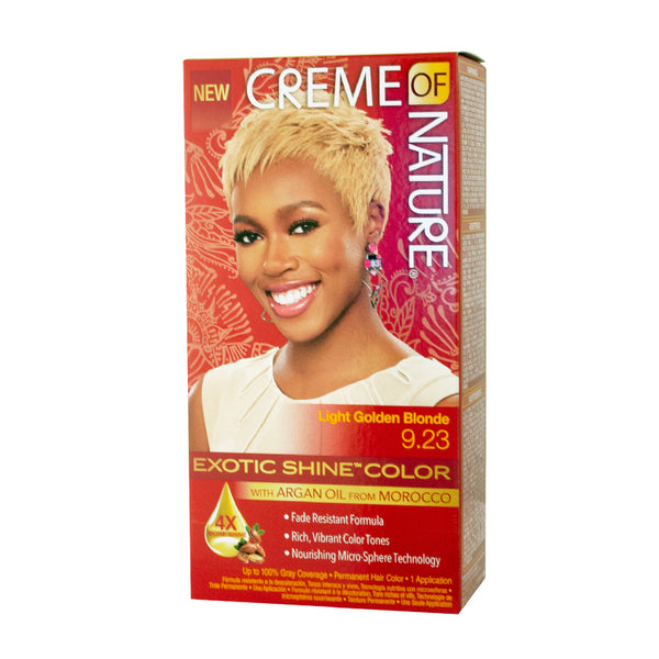 Creme of Nature Exotic Shine Hair Color With Argan Oil from Morocco, 9.23 Light Golden Brown, 1 Application