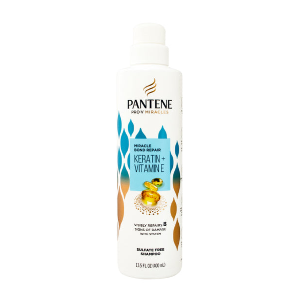 PANTENE Miracle Bond Repair Keratin + Vitamin E Sulfate-Free Shampoo, 13.5 Ounce