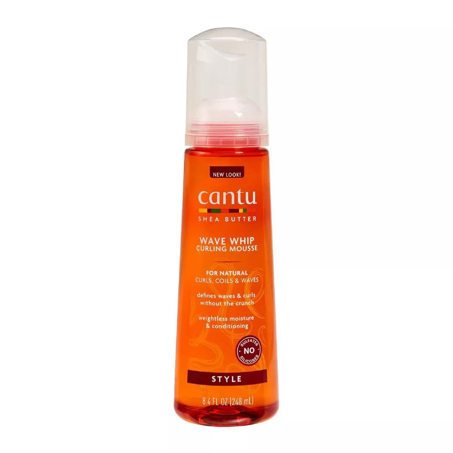 Cantu Shea Haircare Natural Hair Wave Whip Curling Mousse - 8.4oz Sulfate-Free Creamy Texture, Frizz Control, Crunch-Free Styling for Curly Hair, Genesis