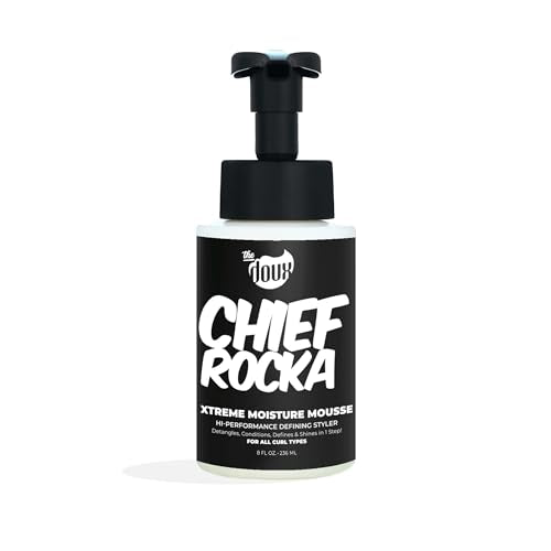 Chief Rocka Xtreme Moisture Mousse for Curly Hair – Curl Defining Hair Mousse for Women with Lasting Hold, Frizz Control & Shine – Styling Foam for Wavy Hair, Coily Hair & Natural Hair Products, 8oz