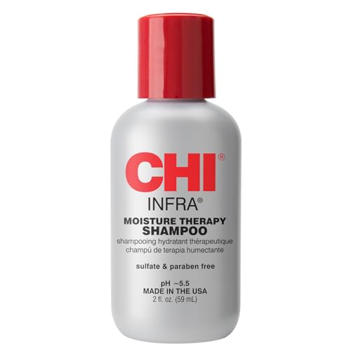 CHI Infra Shampoo, Gently Cleanses Scalp & Hair, Hydrating & Nourishing For All Hair Types, Designed for Heat Damaged Hair, Sulfate, Paraben, & Cruelty-Free, 2 Oz