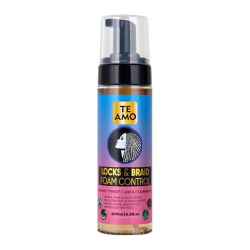 Te Amo Locks & Braid Foam Control – Long-Lasting Braid Foam for braiding | No Frizz or Fraying | Moisturizes & Seals Braids, Locs, Twists & Cornrows (6.8 oz)