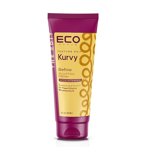 Eco Style Texture Edit Sculpting Cream - Unisex Haircare for Type 2 Curly Hair, Defines Curls, Enhances Waves, Controls Frizz, Adds Soft Hold, Shine, Moisture, 8 oz