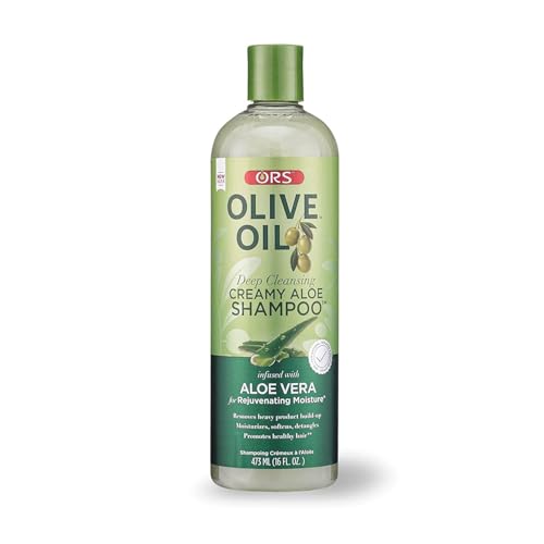 ORS Olive Oil Deep Cleansing Creamy Aloe Shampoo infused with Aloe Vera for Rejuvenating Moisture 16 Ounces (1)