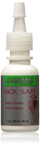 Clubman Nick Safe Styptic Powder, Body Care Talcum Powder, 0.25 oz Single Item Bottle