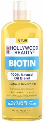 Hollywood Beauty Biotin Hair Oil - 8 fl oz Daily Lightweight Hydrating Moisturizer, Nourishing Haircare Treatment for Hair, Scalp, Skin