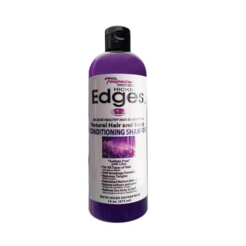Hicks Edges Haircare Cleanser, Conditioner, and Moisturizer - Hydrating Natural Hair and Scalp Conditioning Shampoo with Lilac, 16 oz