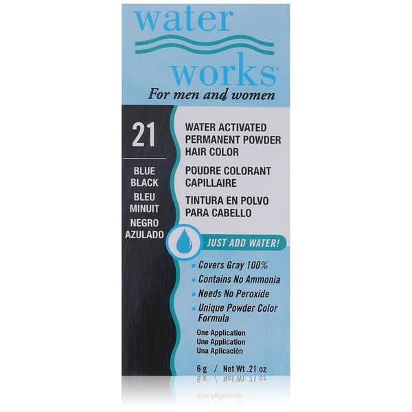 Water Works Water Activated Permanent Powder Hair Color for Men and Women, #21 Blue Black