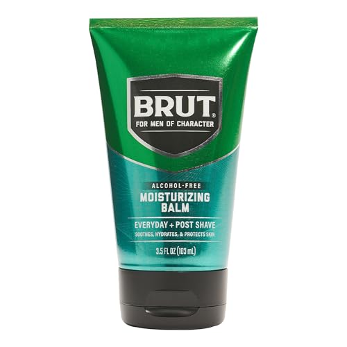 Brut Hydrating Scented Moisturizer Balm - Men’s Normal Skin Lotion, Signature Scent Blend, Lightweight Grease-Free Aftershave Face Cream, 3.5oz Single Item