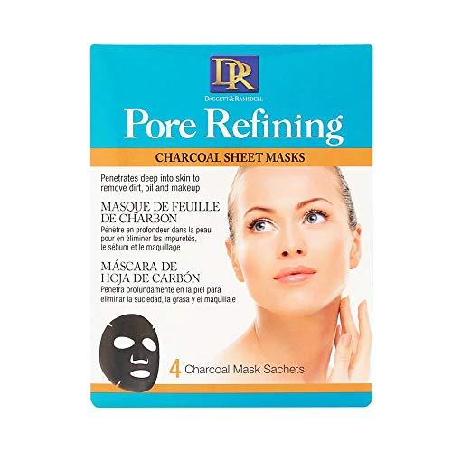Daggett and Ramsdell Pore Refining Charcoal Sheet Mask, Smooth Detox Formula with Glycerin, Papaya Peeling for Clearer Skin