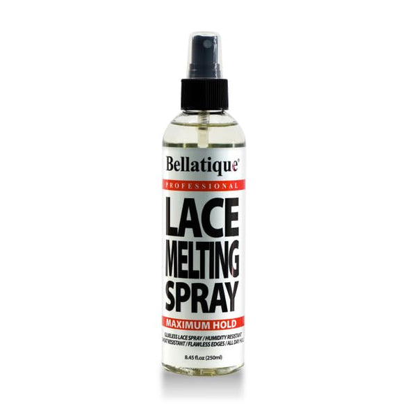 BELLATIQUE Lace Melting Spray (8.45 oz) - Maximum Hold. Flawless Edges, Quick & Easy, Fast Drying, Humidity Resistant, Sweat Resistant, All Day Hold, Quick Drying, Flake Free, Easily Removed.