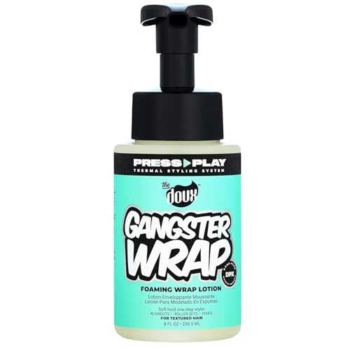 The Doux GANGSTER WRAP Foaming Wrap Lotion for Curly Hair – Heatless Curls & Anti-Frizz Styling Mousse – Curl Cream for Blowouts, Roller Sets, Pixie Cuts & Hair Wraps with Heat Protection