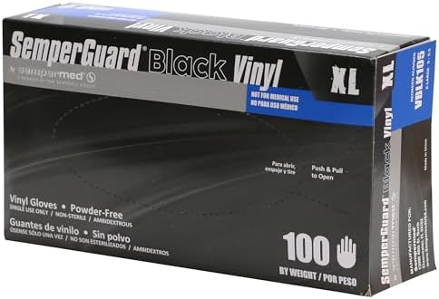 Semper Guard Black Vinyl Cleaning Gloves for Cleaning and Organizing, XL Size, 100-Count Pack (1 Total Pack)