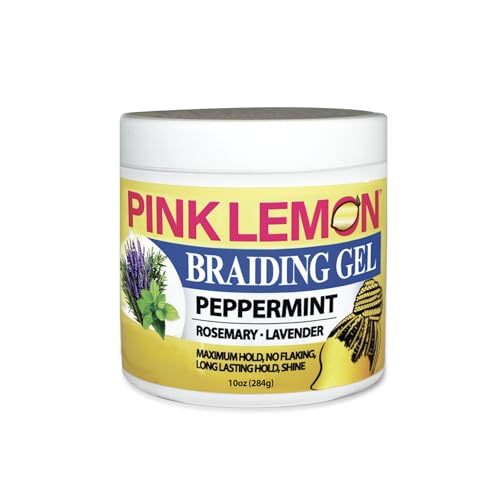 PINK LEMON Braiding Gel Peppermint - Maximum Hold, No Flaking, Long Lasting Hold, High Shine. For Micro, Inter, Dread, Faux, Loc, Twist, Braid, Edge. (10 oz)