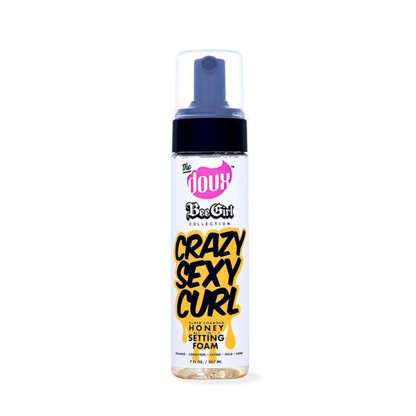 The Doux CRAZYSEXYCURL Honey Foam Curl Cream & Setting Mousse - Haircare Product for Curly Hair, Heatless Overnight Curls, Frizz Control, Shine, Lightweight Hydrating Moisturizer with Aloe & Silk Amino Acids