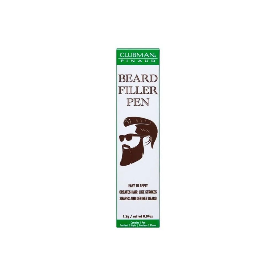Clubman Pinaud Beard Filler Pen - Men's Hair Care Liquid, Single Item, Creates Natural Hair-Like Strokes, Brown Shade