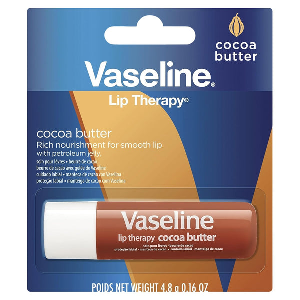 Vaseline Cocoa Butter Lip Therapy Stick, 4.8g Hydrating Moisturizer for Dry Lips