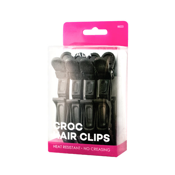 Black croc hair clips 4 count, 4 Count