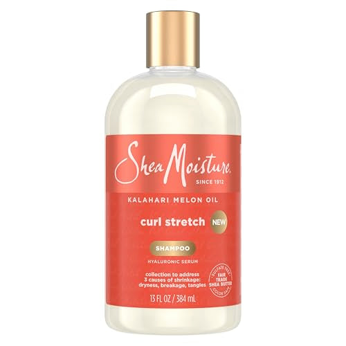 SheaMoisture Curl Stretch Organic Haircare Shampoo - Kalahari Melon Oil, Hyaluronic Serum Infused Scented Vanilla Cleanser, Moisturizing Cleansing Aroma for Type 4 Curly Hair (13 Fl Oz)