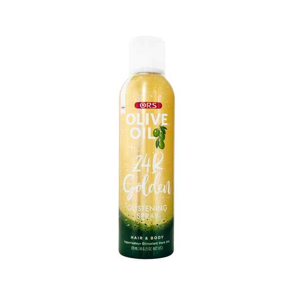 ORS Olive Oil Style & Shine 24k Golden Glistening Spray infused with Golden Glitter Flakes for Hair & Body Shimmer (5.0 oz)