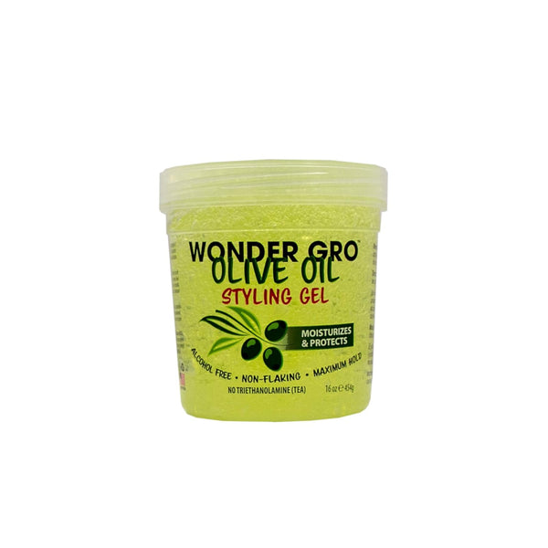 Wonder Gro Olive Oil Haircare Gel, 16 fl oz - Non-Flaking, Alcohol-Free - Moisturizes, Protects Dry, Frizzy Hair