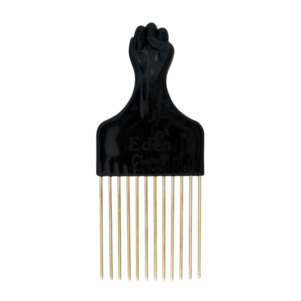 Classic Afro Hair Fan Pik Pick Metal Pins Fist, Lift, Styling, Professional Salon Quality (Medium)