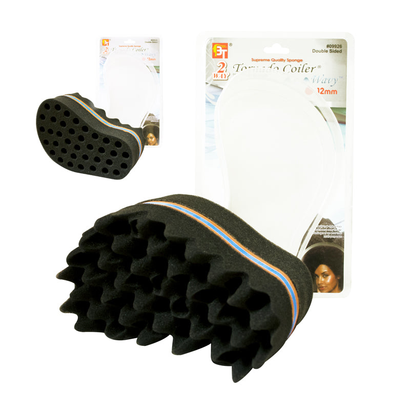 2WAY Black Polyethylene Sponge, 3.2 Ounce, Tornado Coiler Design with 12mm Hole, Utility Sponge Cleaning Tools