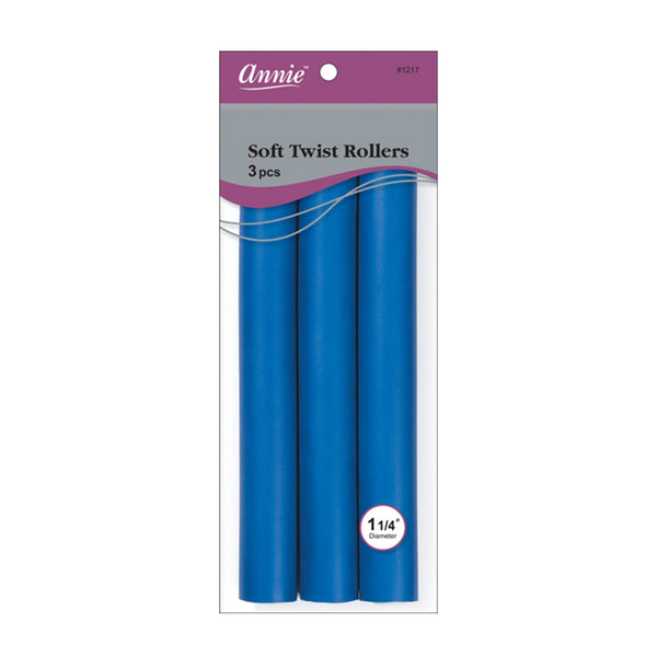 Annie Soft Twist Rollers, Blue, 3 Count Hair Styling Tool Wavy