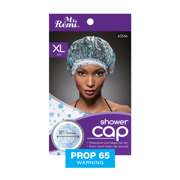 Shower Cap - Blue Dot Pattern, Vinyl material, elastic band, extra large, large, won’t fall off your head,