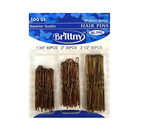 Brittny Hair Pin Bobby Pin Ball Tipped Bronze Assorted Sizes 100 pieces