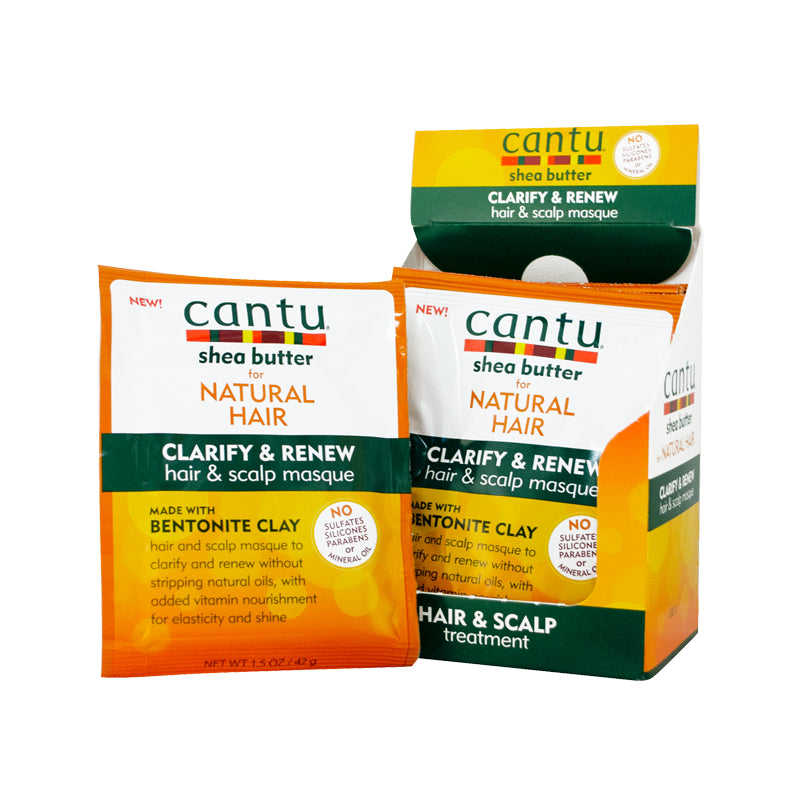 Cantu Shea Butter Clarify & Renew Haircare Masque for Adults - 1.5 Oz, Hydrates Hair and Scalp with Moisture