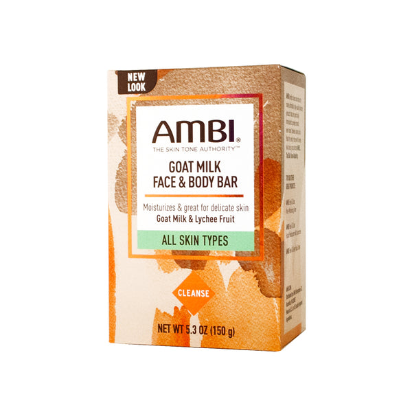 AMBI Goat Milk Face & Body Bar, Moisturizing Formula for All Skin Types, Gentle Enough for Delicate Skin, Fragrance-Free, Hypoallergenic, Non-Comedogenic, Vegan, and Cruelty-Free, 5.3 Ounce