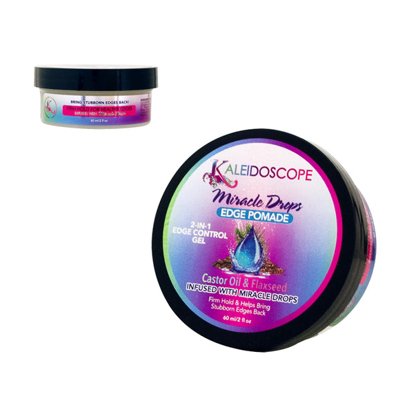 Kaleidoscope Miracle Drops 2-N-1 Edge Pomade & Control Gel, 2oz Unisex Haircare Product with Smooth Cream for Normal Hair
