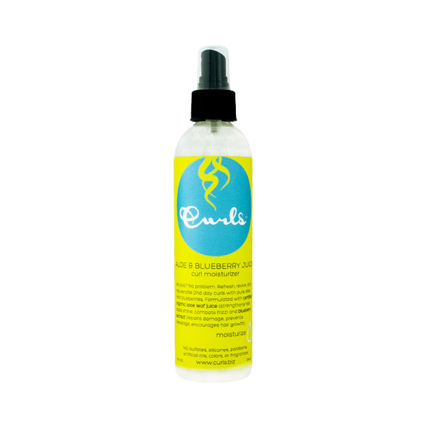 CURLS Aloe & Blueberry Juice Curl Moisturizer (8oz) Curl Refresher Spray for Curly Hair with Organic Blueberries Extract and Aloe Leaf Juice to Revive & Rejuvenate 2nd Day Curls and Promote Hair Growt