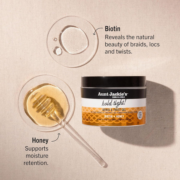 Aunt Jackie's Award-Winning Braid + Twist Collection Hold Tight Braid & Twist Gel with Extra Firm Hold, 7.5oz