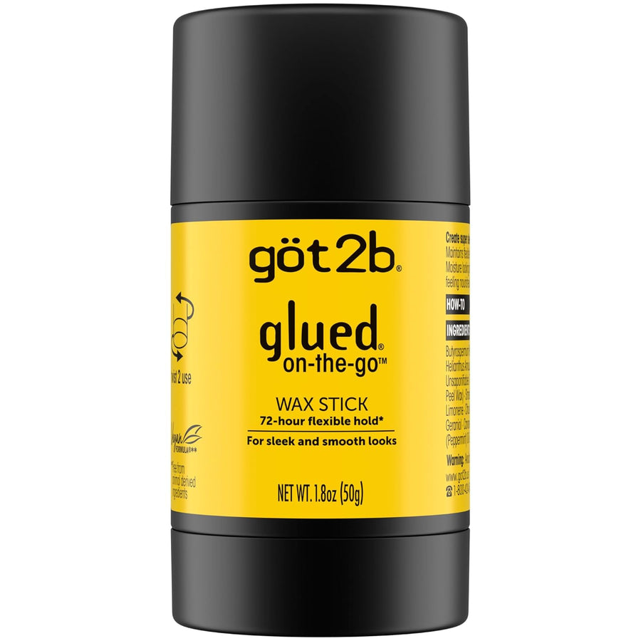 got2b Glued On-the-Go Hair Wax Stick - 1.8oz Coconut Shea Hydrating Moisturizer, Unisex Haircare Product for Sleek & Slick Back Styles, Frizz Control, Non-Sticky, Non-Crunch Texture