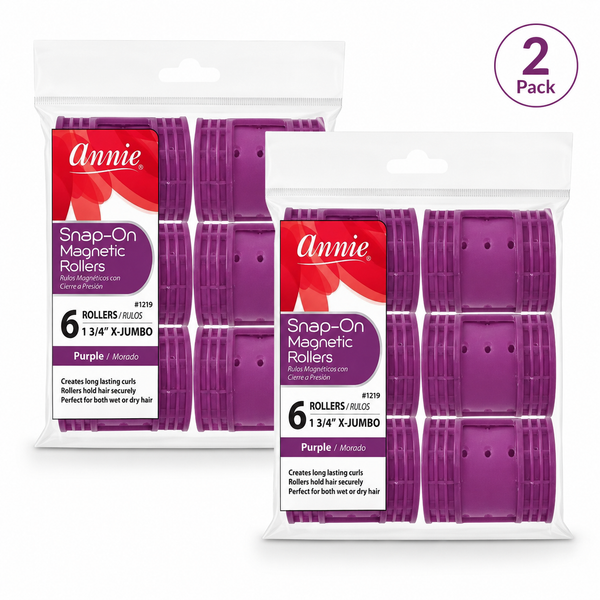 Annie Snap on Magnetic Rollers #1219, 6 Count Purple X-Jumbo 1-3/4 Inch (2 Pack)