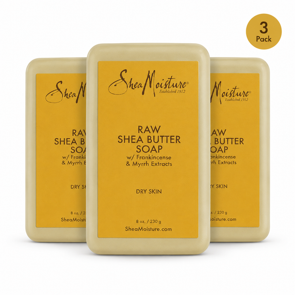 SheaMoisture Face and Body Bar Soap for Dry Skin with Paraben Free, Raw Shea Butter, Myrhh, 8 Ounce, (Pack of 3)