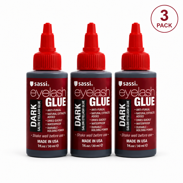 Sassi Eyelash Glue Dark 1 oz / 30 ml | Quick-Drying (Pack of 3)