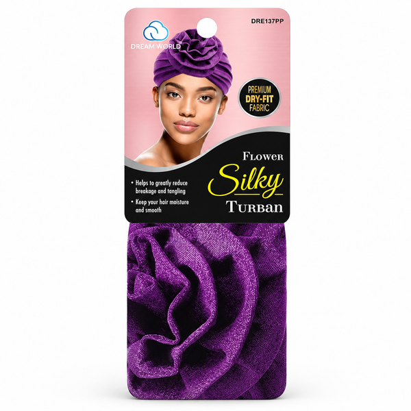 DREAM WORLD Flower Silky Turban - Purple (Pack of 3)