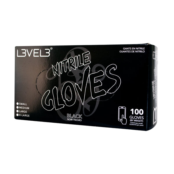 L3 Level 3 Industrial Nitrile Cleaning Gloves - Latex-Free, Heavy-Duty, Snug-Fitting, Waterproof Disposable Home Supplies - Box of 100 Black Pieces