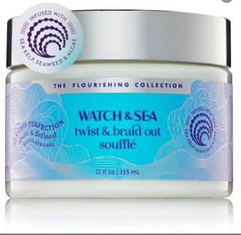 Watch & Sea Twist & Braid Out Soufflé - Nourishing Ingredients with Seaweed and Sea Kelp - Twist and Braid Cream for All Hair Types - 12 oz